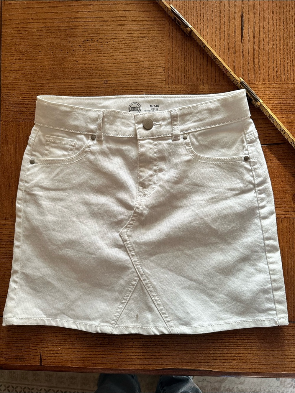 wonder nation White Denim Mini Skirt - Front Seam Detail